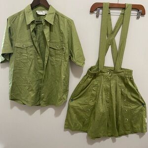Vintage style Green /Romper Jumpsuit with Suspenders